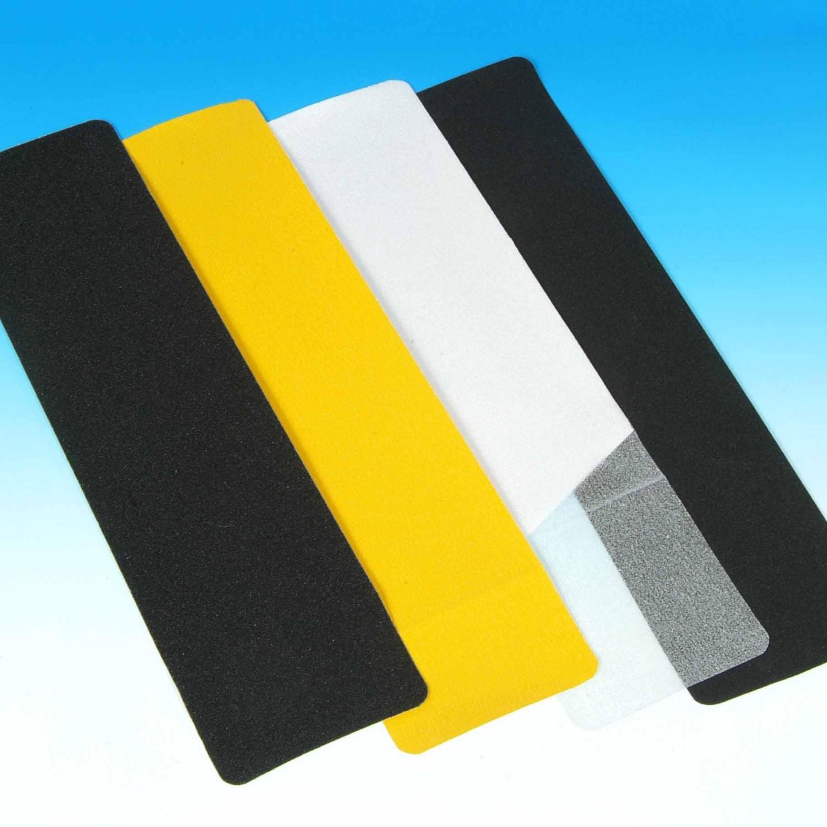 slip stop floor treads in black, yellow, white and grey